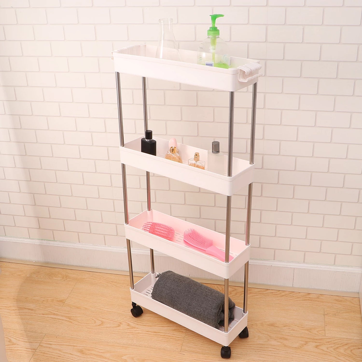 2156 Plastic 4 layer folding trolly Storage Organizer for Kitchen Storage Rack Shelf Trolley Rack with Caster Wheels (4 LAYER) DeoDap 2156 Plastic 4 layer folding trolly Storage Organizer for Kitchen Storage Rack Shelf Trolley Rack with Caster Wheels (4 LAYER) DeoDap
